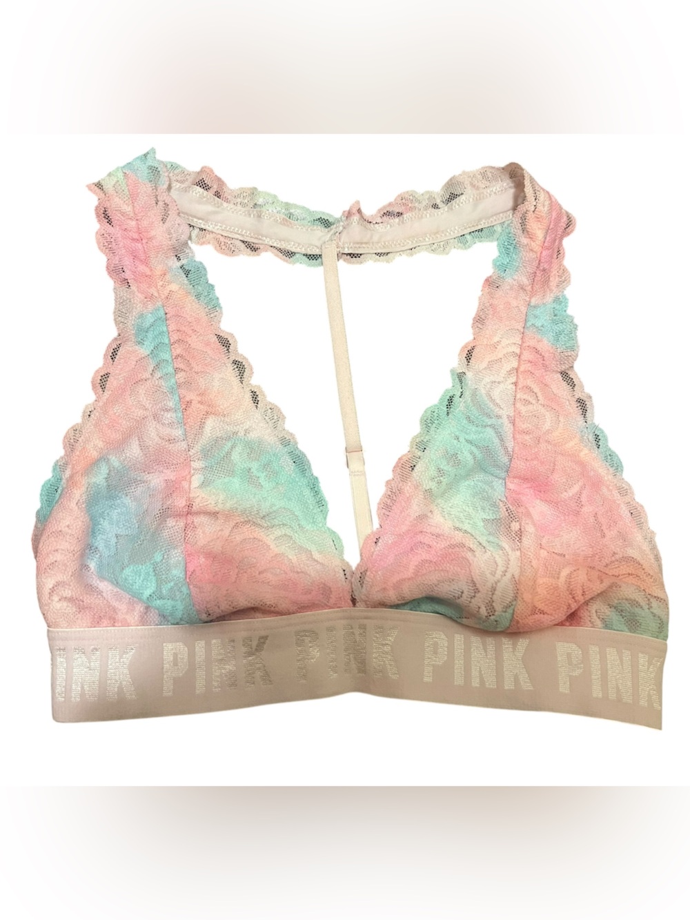 PINK Victoria's Secret Pastel Tie-Dye Lace Racerback Bralette